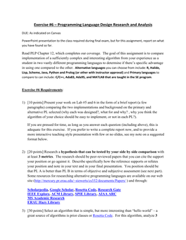 Exercise #6 – Programming Language Design Research and Analysis