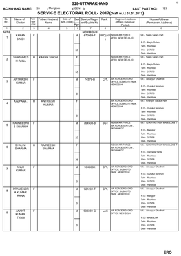 SERVICE ELECTORAL ROLL- 2017(Draft W.R.T 01.01.2017) SL