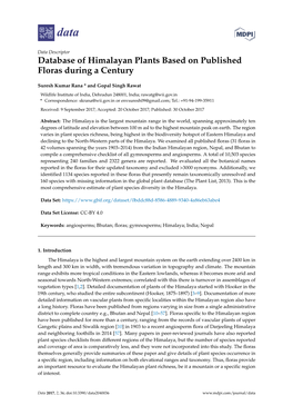 Database of Himalayan Plants Based on Published Floras During a Century