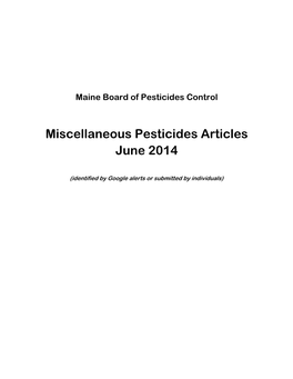 Miscellaneous Pesticides Articles June 2014