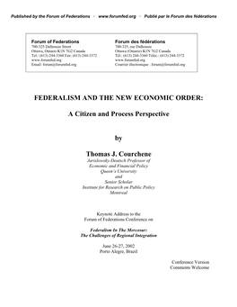 Federalism and the New Economic Order