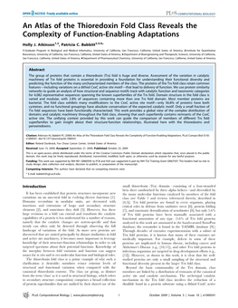 An Atlas of the Thioredoxin Fold Class Reveals the Complexity of Function-Enabling Adaptations