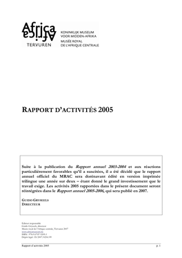 Rapport D'activités 2005