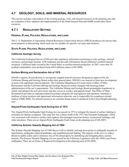 4.7 Geology, Soils, and Mineral Resources