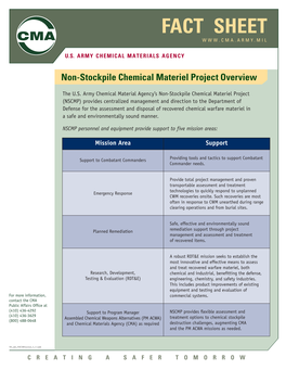 Non-Stockpile Chemical Materiel Project Overview