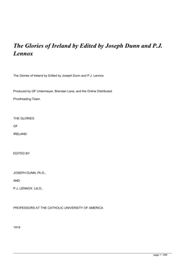 &lt;H1&gt;The Glories of Ireland by Edited by Joseph