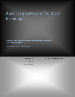 American Review of Political Economy, June 2011: 1-2