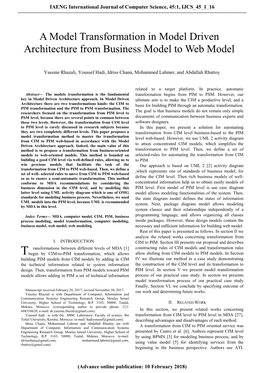 A Model Transformation in Model Driven Architecture from Business Model to Web Model