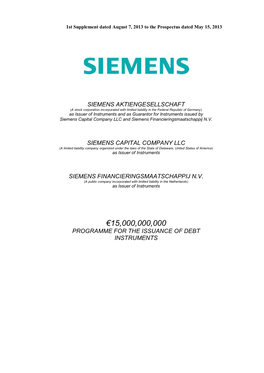 €15,000,000,000 Programme for the Issuance of Debt Instruments