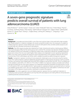 A Seven-Gene Prognostic Signature Predicts Overall Survival of Patients