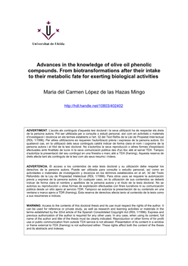 Advances in the Knowledge of Olive Oil Phenolic Compounds. from Biotransformations After Their Intake to Their Metabolic Fate for Exerting Biological Activities