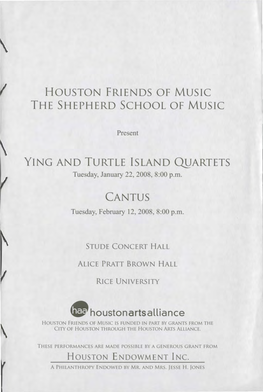 Houston Friends of Music the Shepherd School of Music
