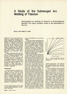 A Study of the Submerged Arc Welding of Titanium