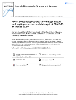 Reverse Vaccinology Approach to Design a Novel Multi-Epitope Vaccine Candidate Against COVID-19: an in Silico Study