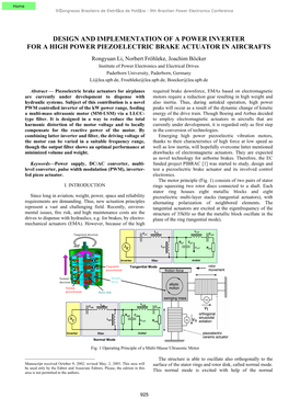 Design and Implementation of a Power Inverter for a High Power Piezoelectric Brake Actuator in Aircrafts