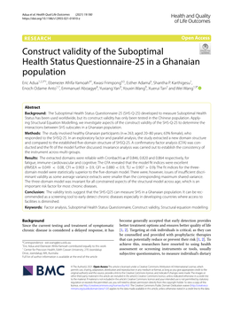 Construct Validity of the Suboptimal