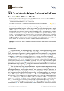 NLP Formulation for Polygon Optimization Problems