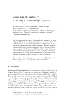Aslian Linguistic Prehistory a Case Study in Computational Phylogenetics