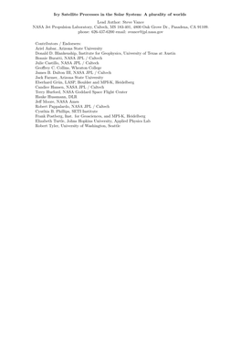 Icy Satellite Processes in the Solar System: a Plurality of Worlds