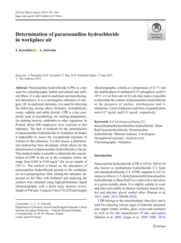 Determination of Pararosaniline Hydrochloride in Workplace Air