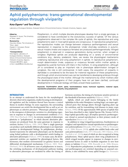 Aphid Polyphenisms: Trans-Generational Developmental Regulation Through Viviparity