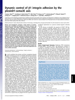 Dynamic Control of Β1 Integrin Adhesion by the Plexind1-Sema3e Axis