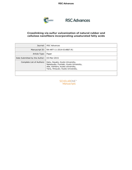 Crosslinking Via Sulfur Vulcanization of Natural Rubber and Cellulose Nanofibers Incorporating Unsaturated Fatty Acids