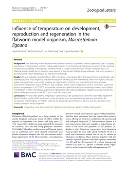 Influence of Temperature on Development, Reproduction And