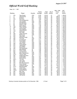 Week 34 Ranking