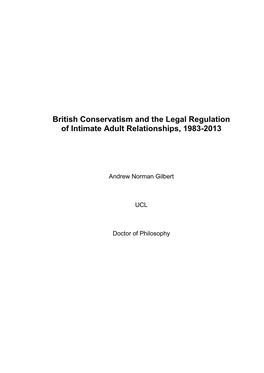 British Conservatism and the Legal Regulation of Intimate Adult Relationships, 1983-2013