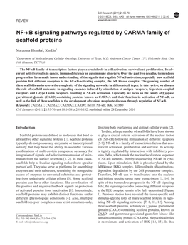 NF-Κb Signaling Pathways Regulated by CARMA Family of Scaffold Proteins