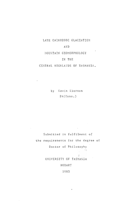 Late Caikozoic Glaciation and Mountain Geomorphology In