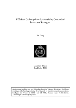 Efficient Carbohydrate Synthesis by Controlled Inversion Strategies