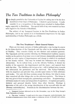 The Two Traditions in Indian Philosophy! to Have Been Prescription Under the Old Law: See Section 4 of This Chapter (Hayley, P