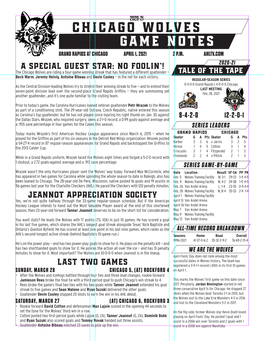 Chicaggo Wolves Game Notes