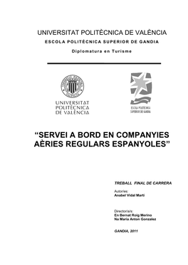 Servei a Bord En Companyies Aèries Regulars Espanyoles”