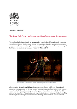 The Royal Ballet's Dark and Dangerous Mayerling Screened Live