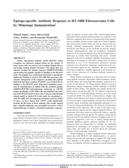 Epitope-Specific Antibody Response to HT-1080 Fibrosarcoma Cells by Mimotope Immunization1