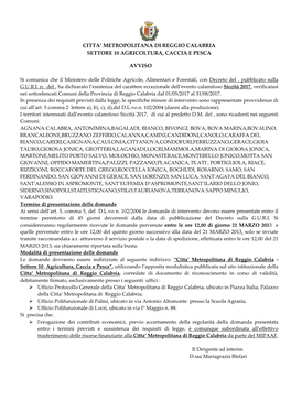 Citta' Metropolitana Di Reggio Calabria Settore 10