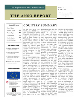 THE ANSO REPORT -Not for Copy Or Sale