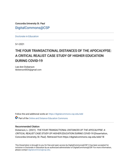 The Four Transactional Distances of the Apocalypse: a Critical Realist Case Study of Higher Education During Covid-19