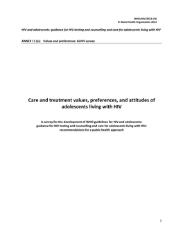 Care and Treatment Values, Preferences, and Attitudes of Adolescents Living with HIV