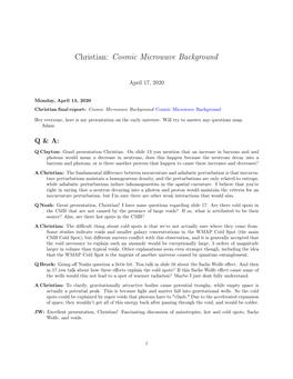 Cosmic Microwave Background