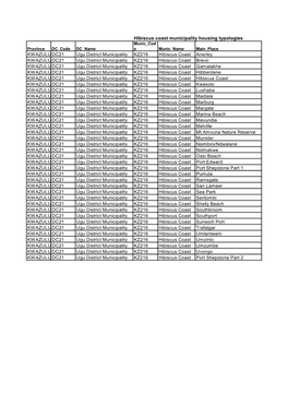 Hibiscus Coast Municipality Housing Typologies KWAZULU-NATAL DC21 Ugu District Municipality KZ216 Hibiscus Coast Anerley KWAZULU