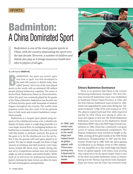 Badminton: a China Dominated Sport