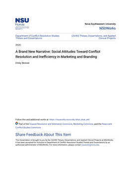 Social Attitudes Toward Conflict Resolution and Inefficiency in Marketing and Branding