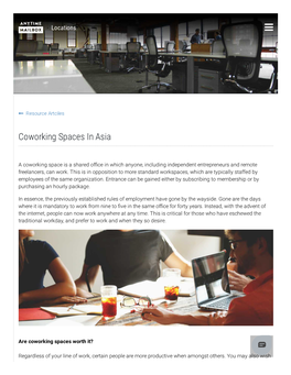 Coworking Spaces in Asia