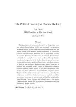 The Political Economy of Shadow Banking