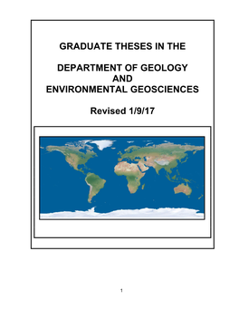 Graduate Theses in the Department of Geology And