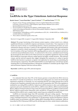 Lncrnas in the Type I Interferon Antiviral Response